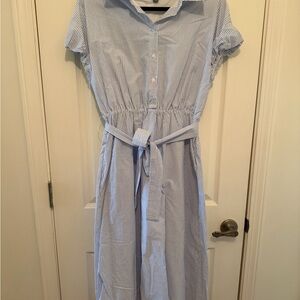 Classic Blue Striped Midi Dress